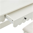 Emmeline Scalloped Makeup Vanity Desk With LED Mirror and Stool in White Ivory