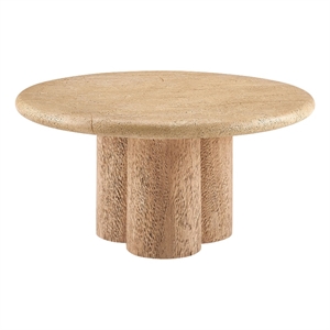 Tori 31 Inch Round Indoor and Outdoor Coffee Table in Travertine