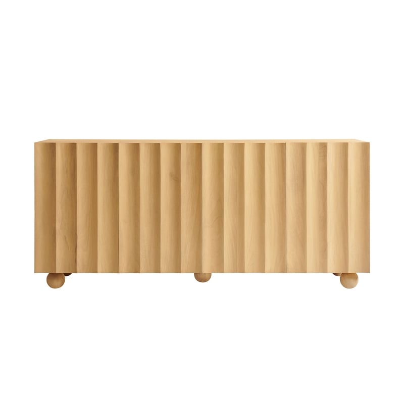 Sorren 72 Inch Scalloped Wood 4-Door Sideboard in Natural