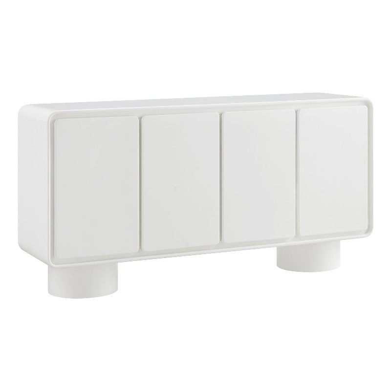 Lumo 4-Door Curved Wood Accent Cabinet in White