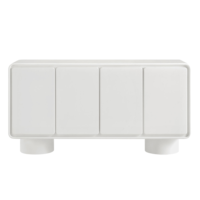 Lumo 4-Door Curved Wood Accent Cabinet in White