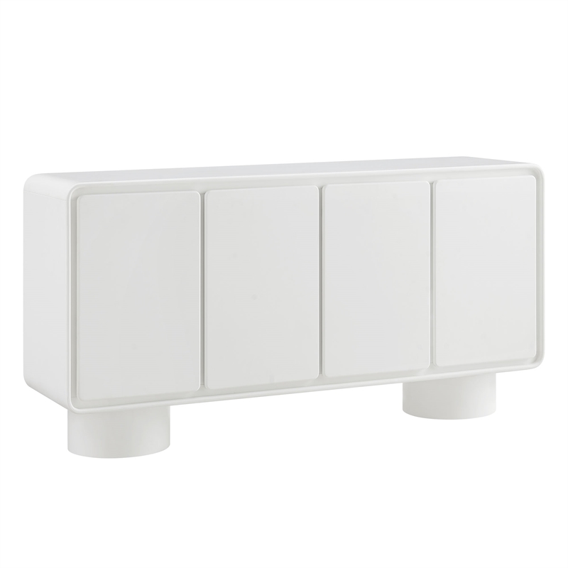 Lumo 4-Door Curved Wood Accent Cabinet in White