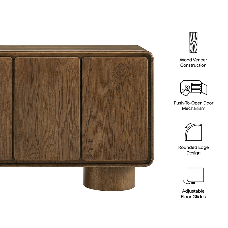 Lumo 4-Door Curved Wood Accent Cabinet in Walnut
