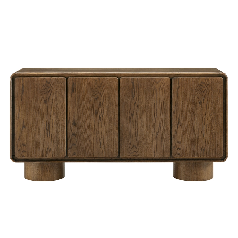 Lumo 4-Door Curved Wood Accent Cabinet in Walnut