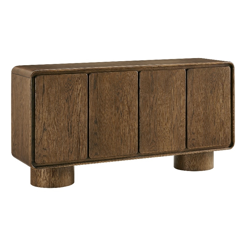 Lumo 4-Door Curved Wood Accent Cabinet in Walnut