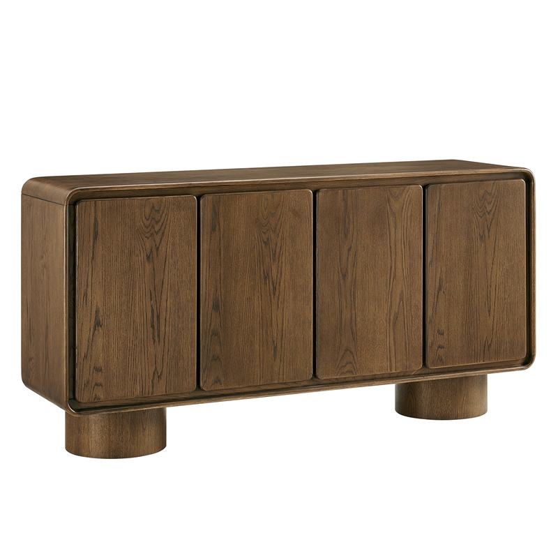 Lumo 4-Door Curved Wood Accent Cabinet in Walnut