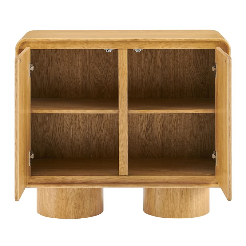Lumo 2-Door Curved Wood Accent Cabinet in Oak
