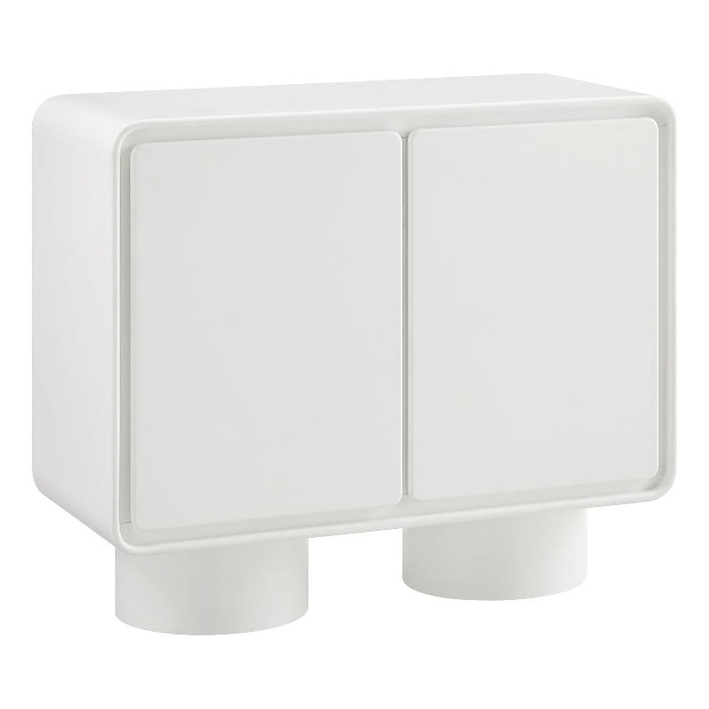 Lumo 2-Door Curved Wood Accent Cabinet in White