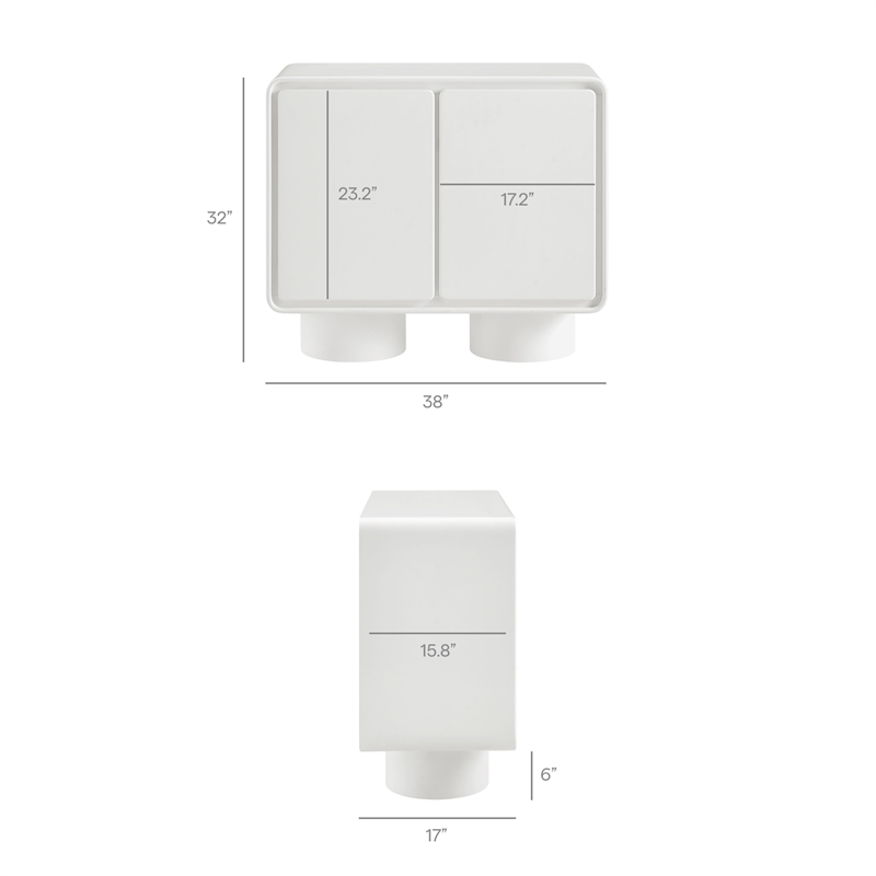 Lumo 2-Door Curved Wood Accent Cabinet in White