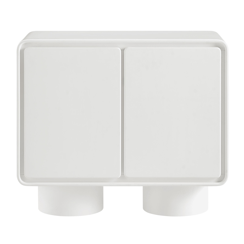 Lumo 2-Door Curved Wood Accent Cabinet in White