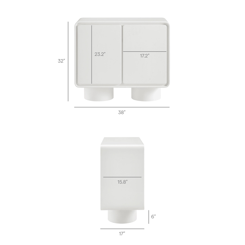 Lumo 2-Door Curved Wood Accent Cabinet in White