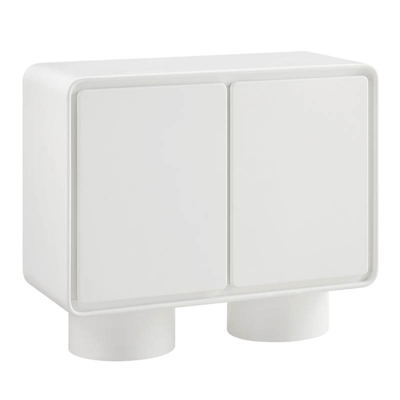 Lumo 2-Door Curved Wood Accent Cabinet in White