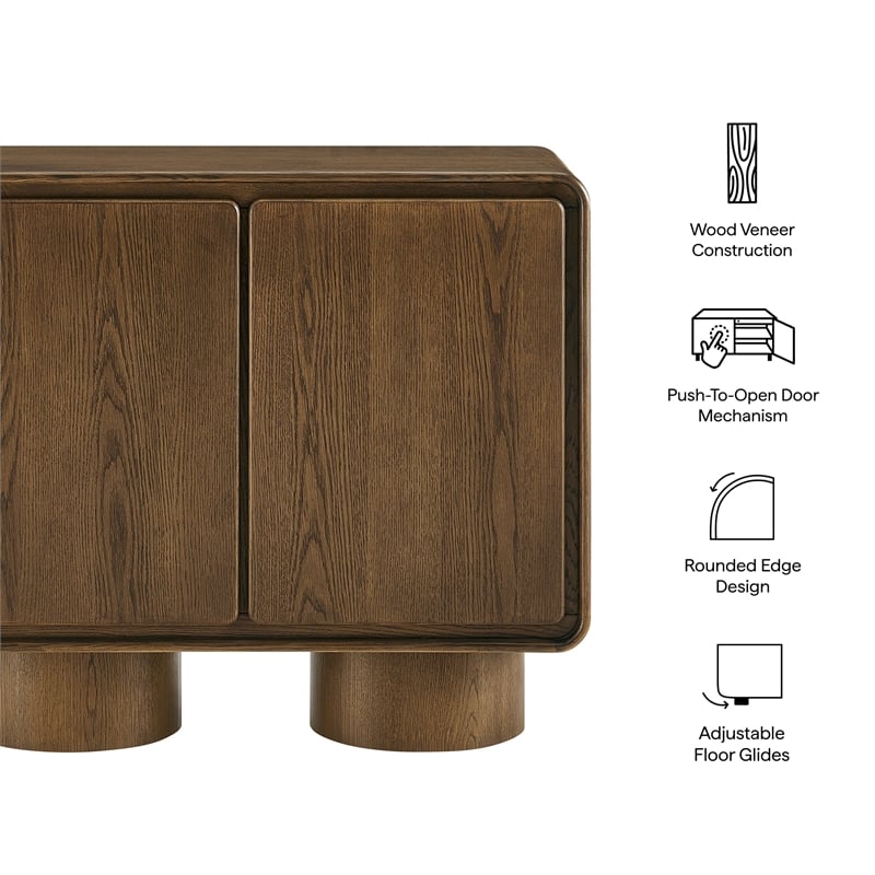 Lumo 2-Door Curved Wood Accent Cabinet in Walnut