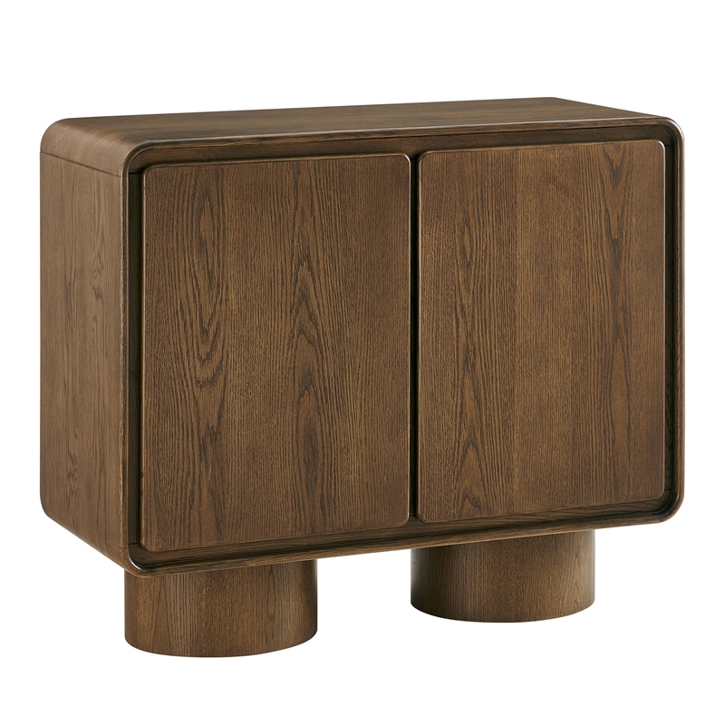 Lumo 2-Door Curved Wood Accent Cabinet in Walnut