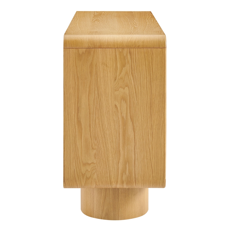 Lumo 3-Door Curved Wood Accent Cabinet in Oak