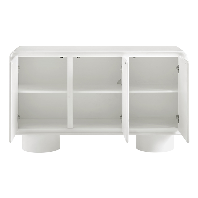 Lumo 3-Door Curved Wood Accent Cabinet in White
