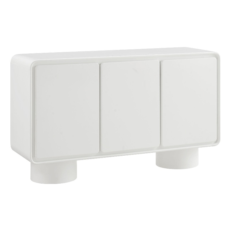 Lumo 3-Door Curved Wood Accent Cabinet in White