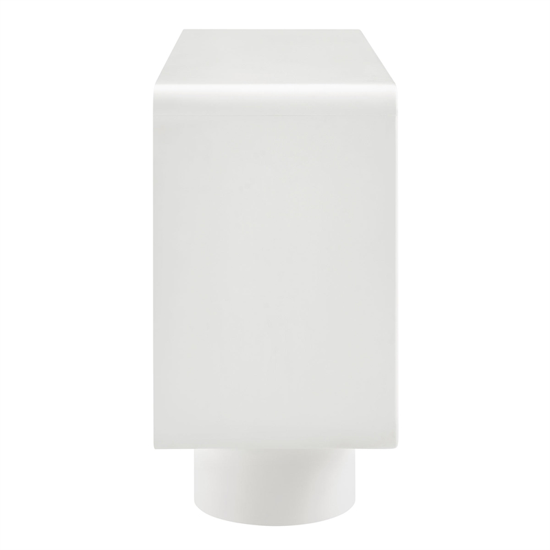 Lumo 3-Door Curved Wood Accent Cabinet in White