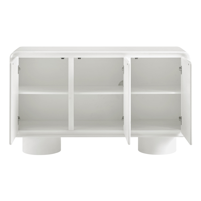 Lumo 3-Door Curved Wood Accent Cabinet in White