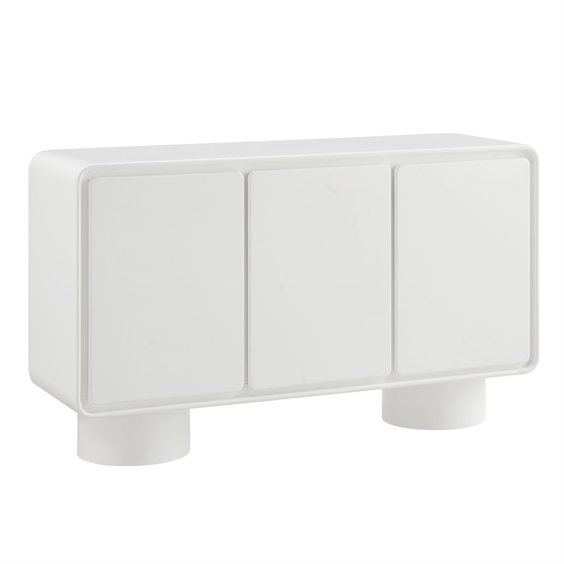 Lumo 3-Door Curved Wood Accent Cabinet in White
