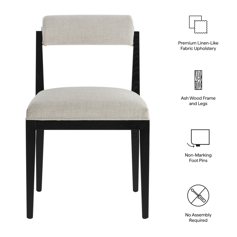 Kai Fabric Dining Chair Set of 2 in Linen