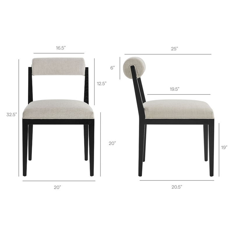 Kai Fabric Dining Chair Set of 2 in Linen