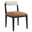 Kai Boucle and Vegan Leather Dining Chair Set of 2 in Pearl Tan Black