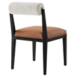 Kai Boucle and Vegan Leather Dining Chair Set of 2 in Pearl Tan Black