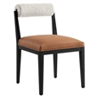 Kai Boucle and Vegan Leather Dining Chair Set of 2 in Pearl Tan Black