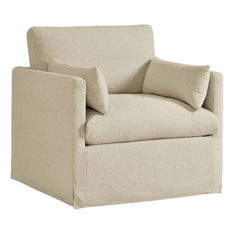Wellfleet Slipcovered Linen-Blend Armchair in Linen