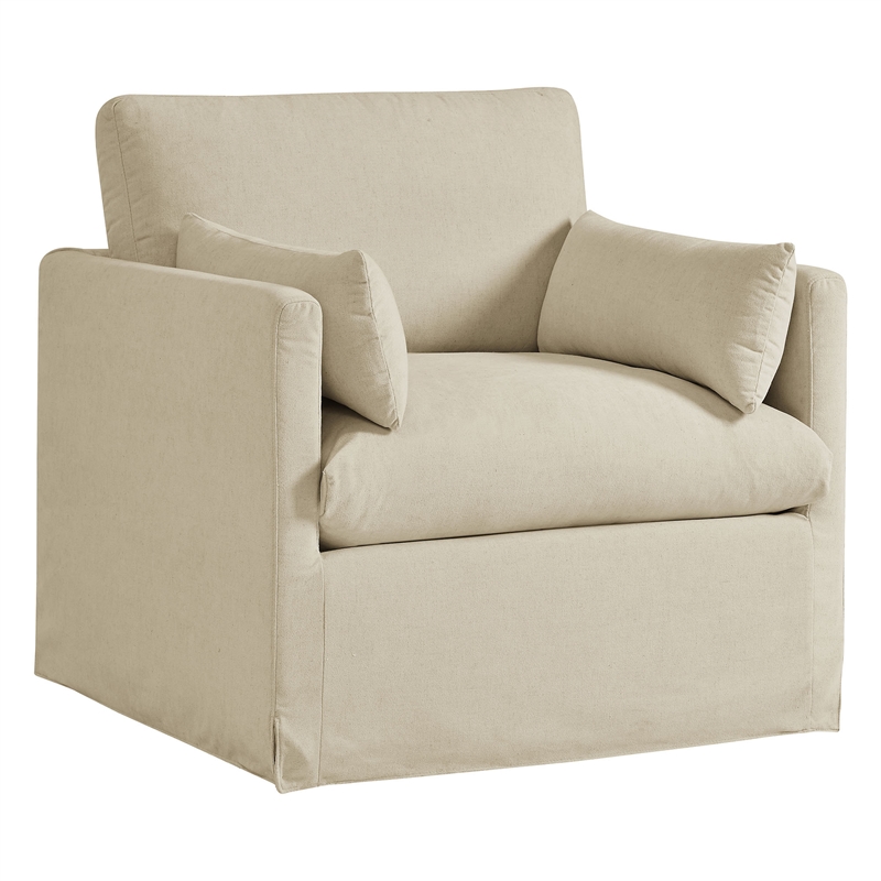 Wellfleet Slipcovered Linen-Blend Armchair in Linen