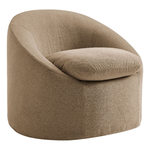 Sadie Slipcovered Linen-Blend Round Accent Chair in Almond