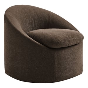 Sadie Slipcovered Linen-Blend Round Accent Chair in Cocoa