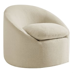 Sadie Slipcovered Linen-Blend Round Accent Chair in Linen