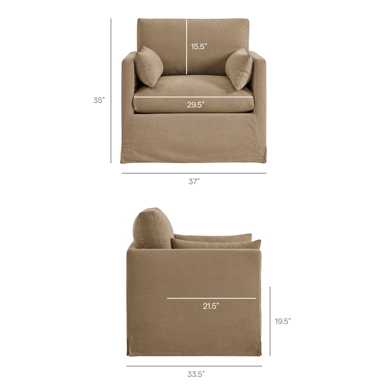 Wellfleet Slipcovered Linen-Blend Armchair in Almond