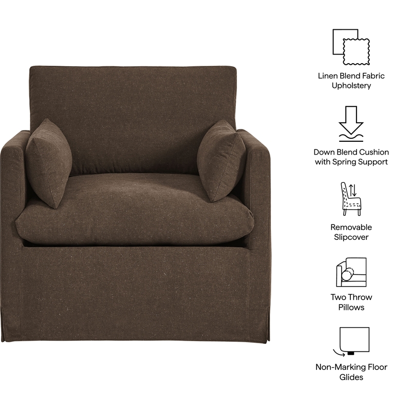 Wellfleet Slipcovered Linen-Blend Armchair in Cocoa