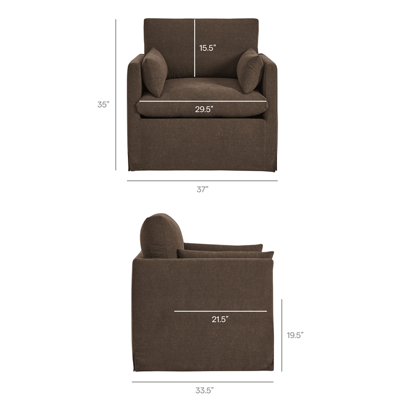 Wellfleet Slipcovered Linen-Blend Armchair in Cocoa