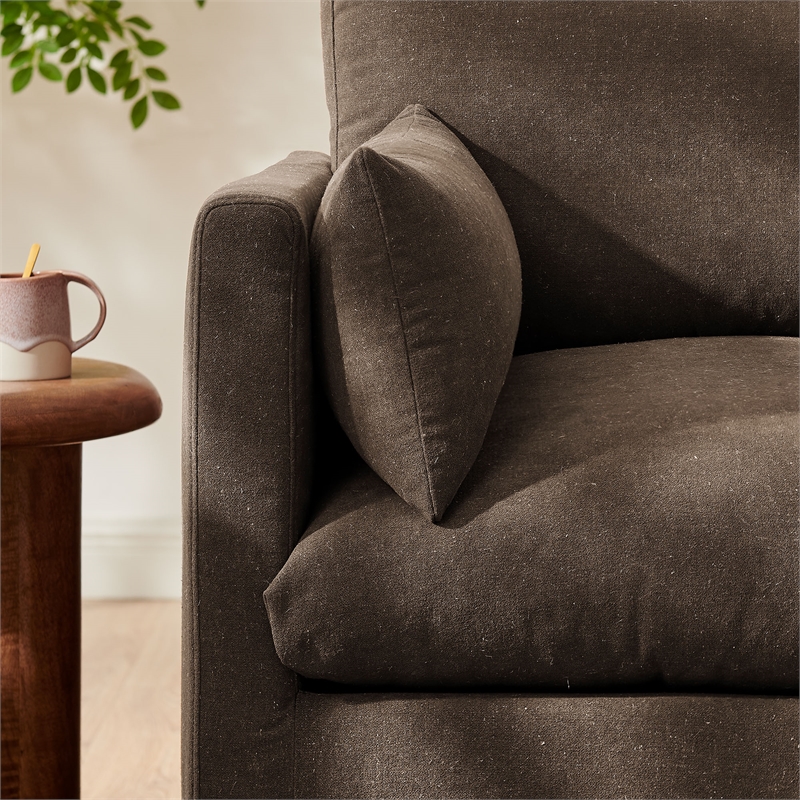 Wellfleet Slipcovered Linen-Blend Armchair in Cocoa