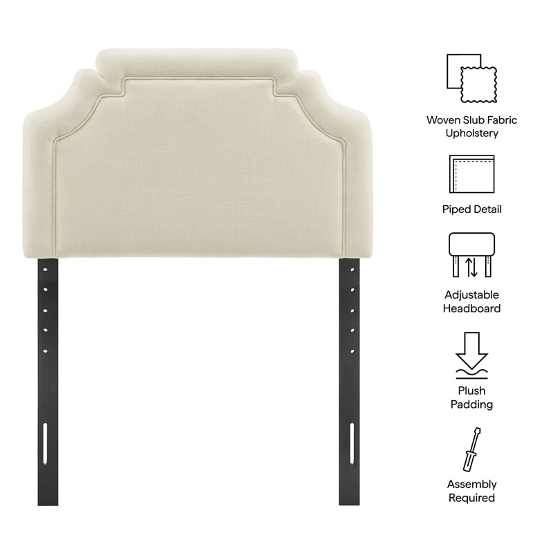 Magnolia Upholstered Fabric Twin Size Headboard in Ecru