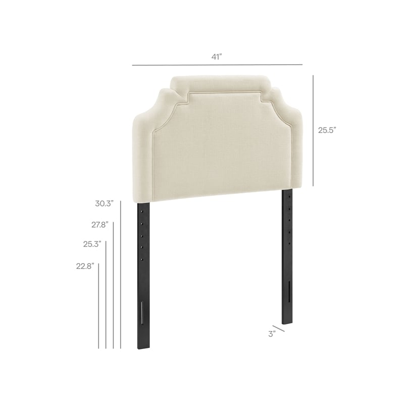 Magnolia Upholstered Fabric Twin Size Headboard in Ecru