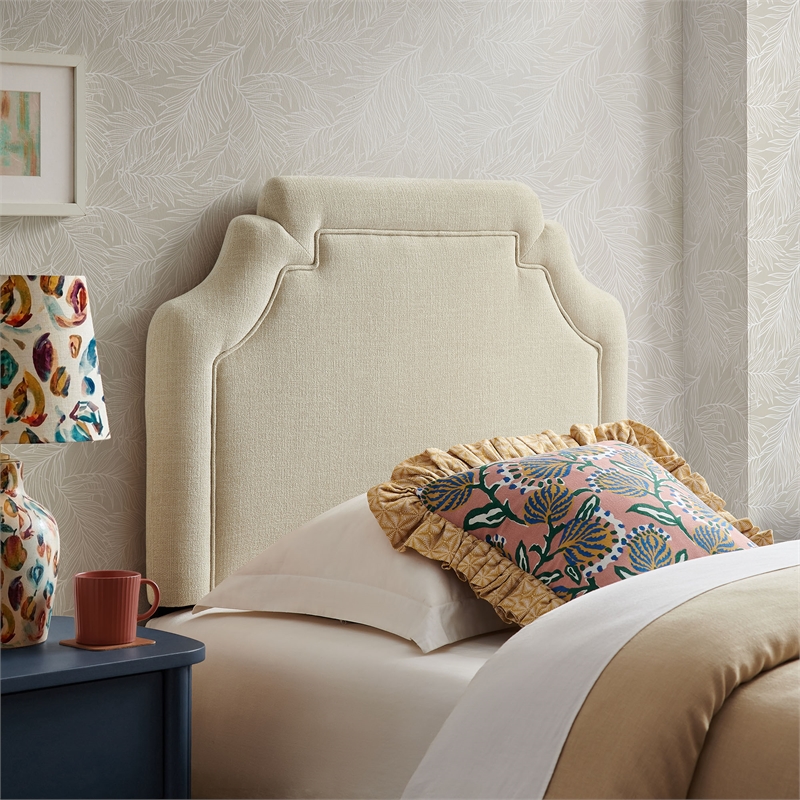 Magnolia Upholstered Fabric Twin Size Headboard in Ecru
