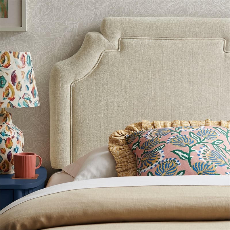 Magnolia Upholstered Fabric Twin Size Headboard in Ecru