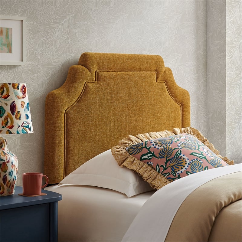 Magnolia Upholstered Fabric Twin Size Headboard in Copper