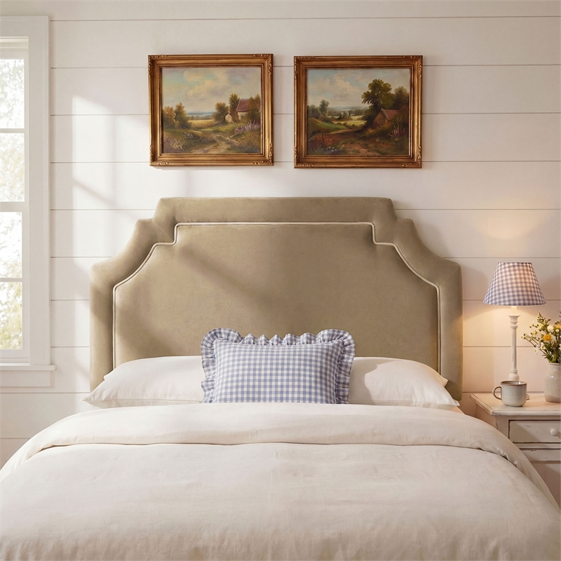Magnolia Stain-Resistant Performance Velvet King Size Headboard in Taupe Almond