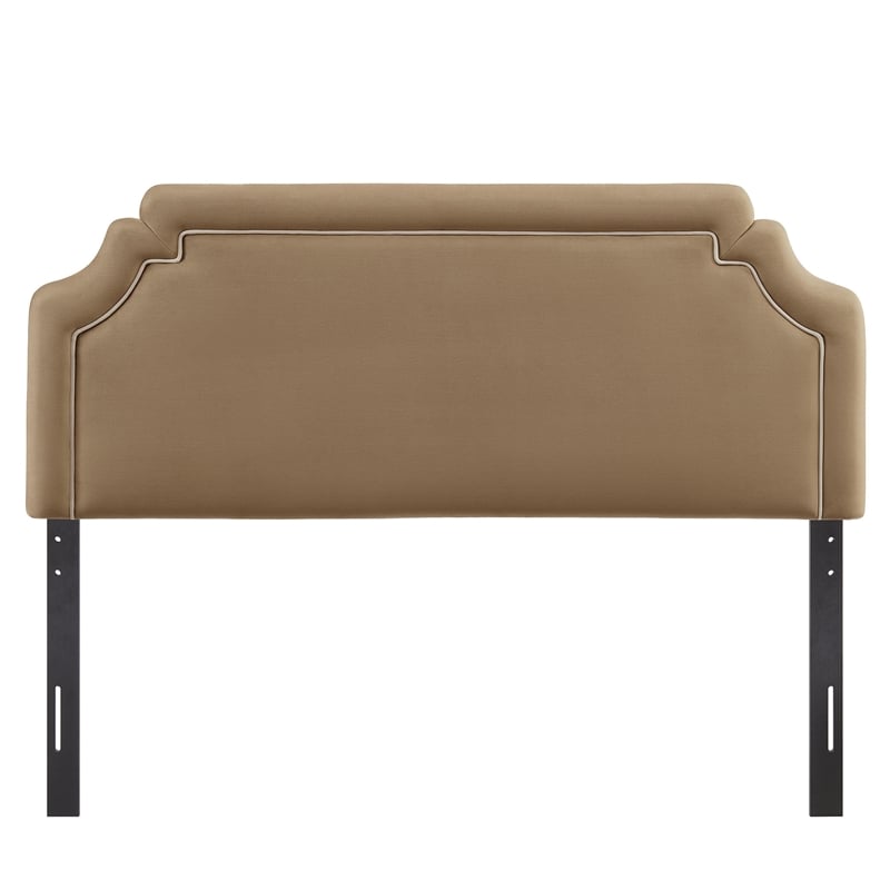 Magnolia Stain-Resistant Performance Velvet Queen Size Headboard in Taupe Almond