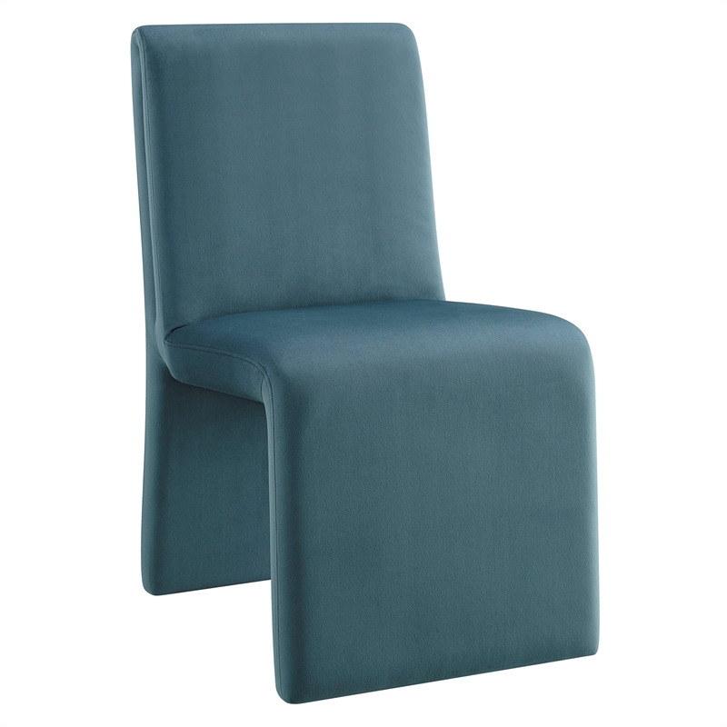 Emory Performance Velvet Dining Side Chair Set of 2 in Cadet Blue