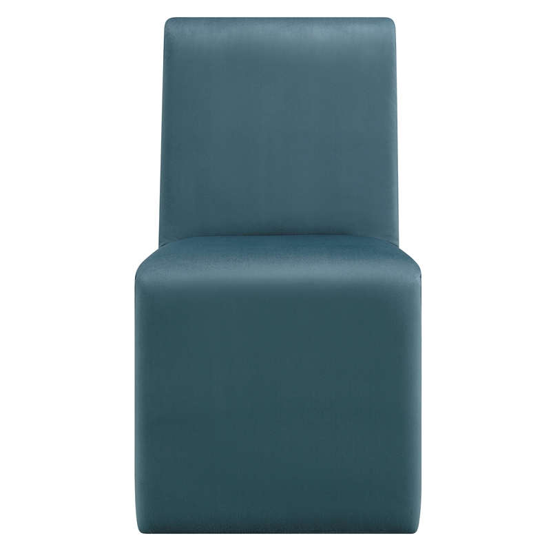 Emory Performance Velvet Dining Side Chair Set of 2 in Cadet Blue