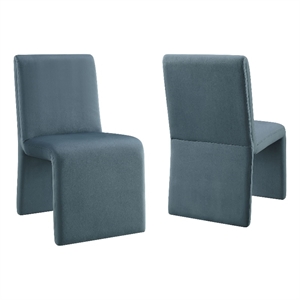 Emory Performance Velvet Dining Side Chair Set of 2 in Cadet Blue
