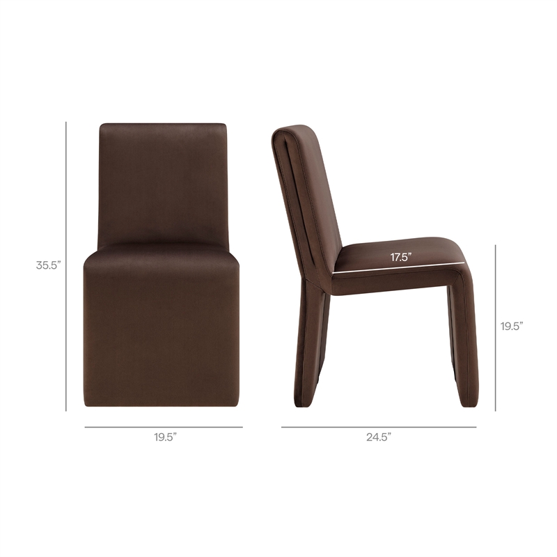 Emory Performance Velvet Dining Side Chair Set of 2 in Chocolate Brown