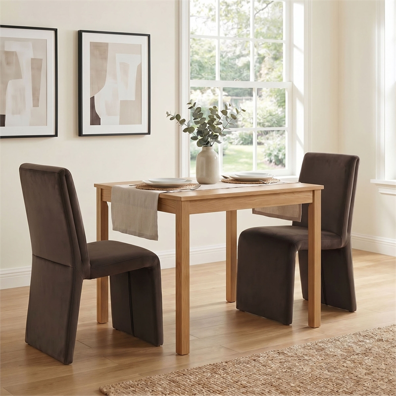 Emory Performance Velvet Dining Side Chair Set of 2 in Chocolate Brown